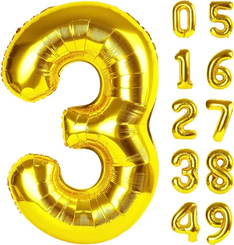 Miniatura 246 de Globo de cumpleaños número 4 dorado de 40 pulgadas, globos gigantes del número cuatro 14 24 34 40 44 2024, globos grandes de lámina de mylar para Oro