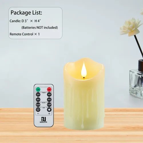 Miniatura 8 de Velas parpadeantes sin llama con control remoto y temporizador, velas LED eléctricas de pilar de cera real para el hogar, boda, Halloween, Navidad