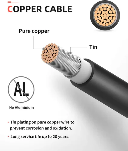 Miniatura 2 de BougeRV Cable de extensión solar de 6 pies 10AWG con conector hembra y macho con par adicional de conectores, kit de adaptador de panel solar