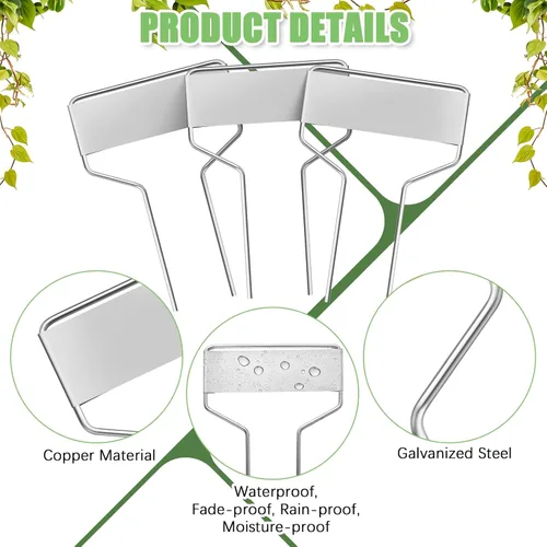 Miniatura 3 de Moxweyeni 60 etiquetas de metal para jardín, etiquetas impermeables para plantas con 2 bolígrafos permanentes, etiquetas reutilizables para plantas