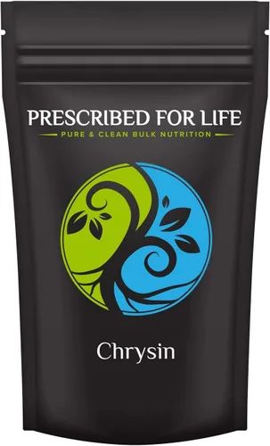 Prescribed For Life Polvo de crisina, 98% polvo de alta pureza, suplementos flavonoides naturales, vegano, sin gluten, sin OMG (4 onzas / 3.99 oz)