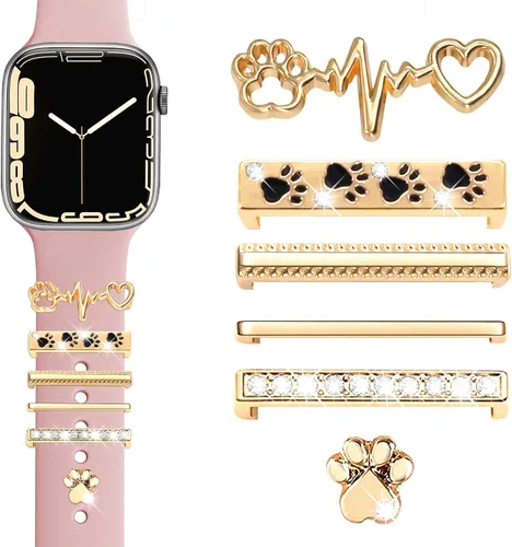 JR.DM Dijes para correa de reloj con anillos decorativos brillantes, compatibles con Apple Watch de 1.575 pulgadas, 1.496 pulgadas, 1.614 pulgadas,