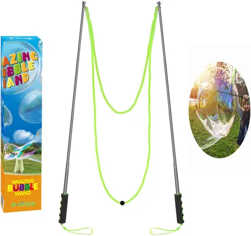 Varita de burbujas, varita gigante de burbujas de acero inoxidable, juguete para exteriores para niños, diseño telescópico, juguetes de burbujas