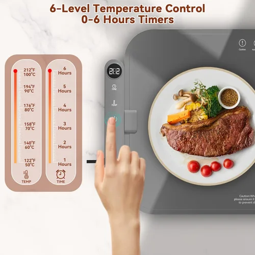 Miniatura 4 de Newise Alfombrilla de calentamiento de grafeno mejorada para alimentos, calefacción de superficie completa, bandeja de calentamiento eléctrica Gris