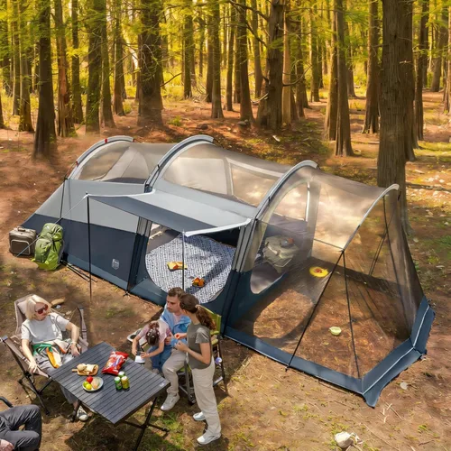 Miniatura 8 de TIMBER RIDGE Tienda de campaña familiar para 8 personas con sala de pantalla, doble capa, impermeable, resistente a la intemperie, gran túnel