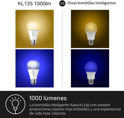 Miniatura 3 de Kasa Smart Bombillas de 1000 lúmenes de alto brillo, cambio de color de 16M, bombilla inteligente WiFi regulable, compatible con Alexa y Google