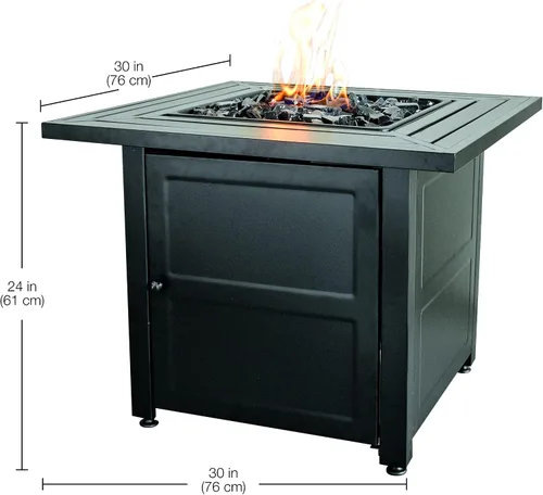Miniatura 3 de Tazón de fuego Endless Summer LP a gas para exteriores, con repisa de chimenea de acero Incluye cristal de fuego negro y cubierta protectora
