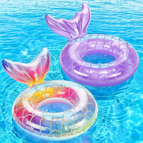 Miniatura 18 de MoKo Anillo de natación inflable, lindo flotador de piscina, decoración de tubo, tubos de natación, piscina al aire libre, playa, flotadores de Azul