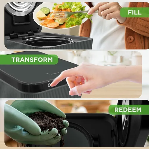 Miniatura 4 de Nutrichef Compostador eléctrico de cocina de 3 litros – Material orgánico de compostaje y restos de comida Papelera automática de abono para Blanco