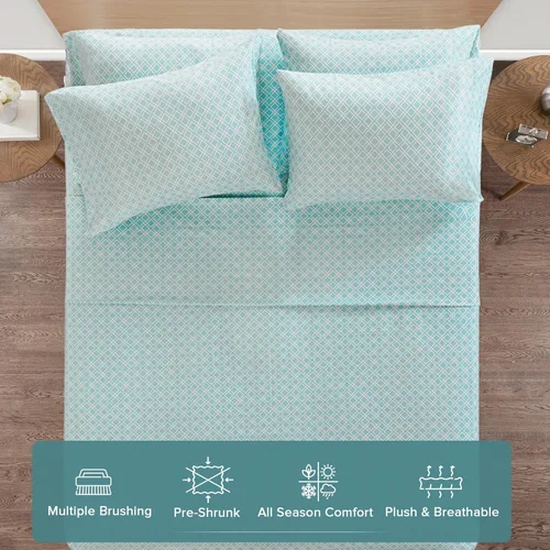 Miniatura 3 de Comfort Spaces Juego de sábanas de franela de algodón tamaño Queen, ultra suaves con bolsillo elástico de 14 pulgadas que se adapta a colchones