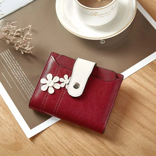Miniatura 6 de BOSTANTEN - Billetera de cuero para mujer con bloqueo RFID, pequeña, con cremallera, de bolsillo, para tarjetas, con ventana para documento