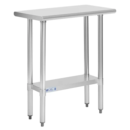 Miniatura 15 de Mesa de acero inoxidable para preparación y trabajo, con ruedas giratorias, mesa resistente, comercial NSF, con estante inferior y protector