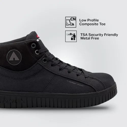 Miniatura 3 de Airwalk Deuce Mid Top Composite Toe - Zapatos de trabajo industriales para hombre, negronegro, talla 10, anchos, cómodos y ligeros para hombre