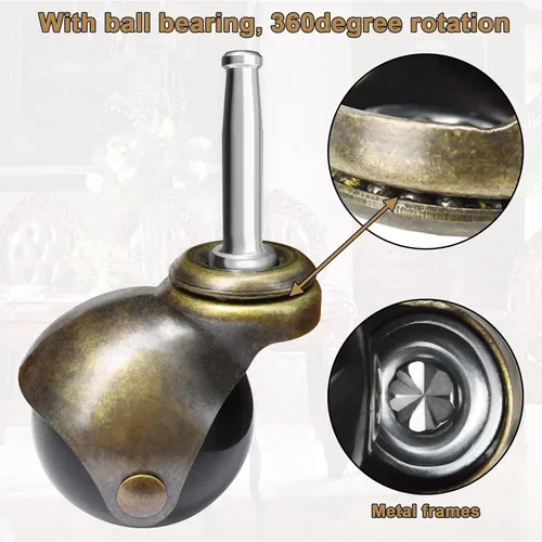Miniatura 4 de AAGUT Juego de 4 ruedas giratorias de bola de 2 pulgadas con 5/16 pulgadas x 1-1/2 pulgadas (0.315 x 1.496 in) con enchufes de metal de repuesto