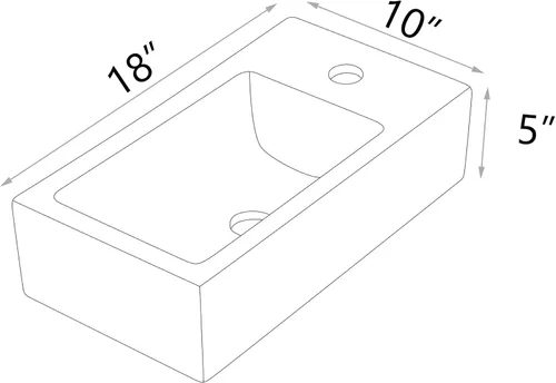 Miniatura 6 de Fregadero de esquina de baño pequeño de 18 x 10 pulgadas, fregadero rectangular blanco moderno para colgar en la pared Montaje en pared blanco