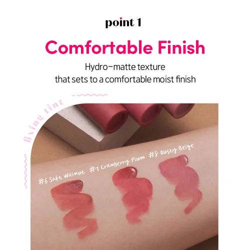 Miniatura 4 de Labial líquido pigmentado Etude, color #01 rosa análogo (4g), de larga duración, resistente al agua, con un ligero acabado mate, cobertura total