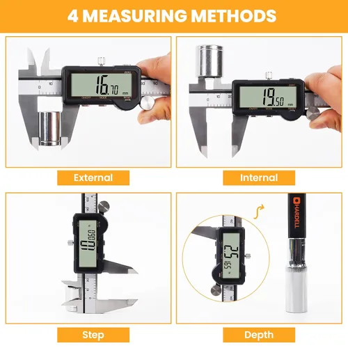 Miniatura 5 de HARDELL - Calibre digital de 6 pulgadas, pinzas recargables con ajuste de reinicio de una tecla, conversión de pulgadas/mm/fracción, pantalla LCD