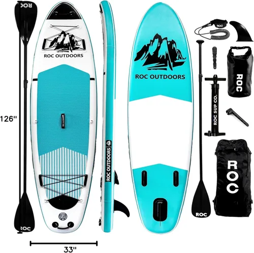 Miniatura 6 de Roc Tabla de remo inflable con accesorios de tabla de remo de SUP de alta calidad, diseño amplio y estable, cubierta antideslizante y cómoda