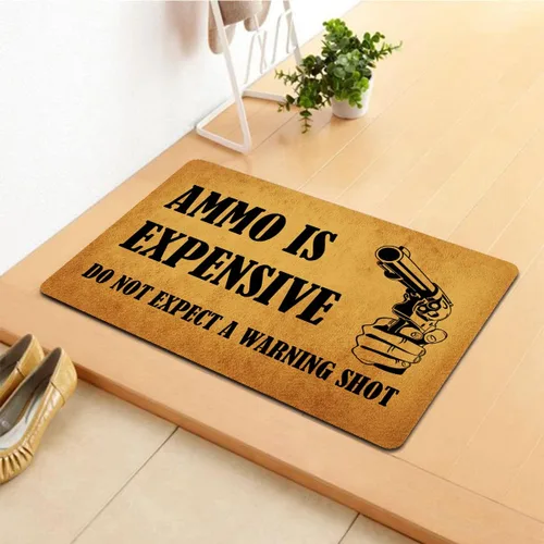 Miniatura 2 de Divertido tapete de bienvenida para la entrada interior del porche delantero, alfombra de munición es costosa, no esperes una toma de advertencia