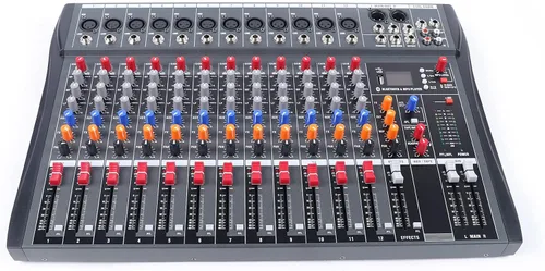 Miniatura 12 de Consola de mezcla profesional de 4 canales, mezclador de audio, tablero de sonido, Bluetooth, USB, mezclador de estudio en vivo con unidad USB