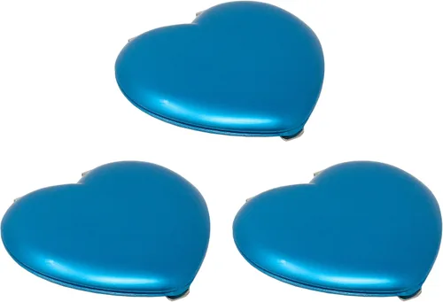Miniatura 2 de Juego de 3 espejos compactos contemporáneos en forma de corazón con acabado reflectante (azul)