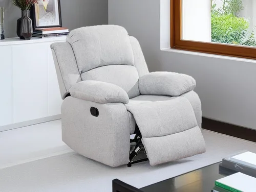 Miniatura 16 de Sofá reclinable manual moderno, sofá reclinable de cuero de 3 plazas, sofá reclinable de sala de estar, sofá con portavasos y mesa abatible