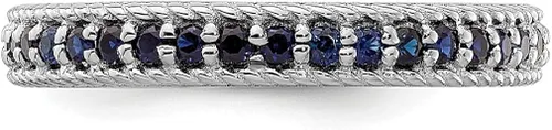 Miniatura 3 de 925 Sterling Silver Created Sapphire Eternity Band Ring Stone Birthstone September Gemstone Stackable Fine Jewelry For Women Gifts For Her