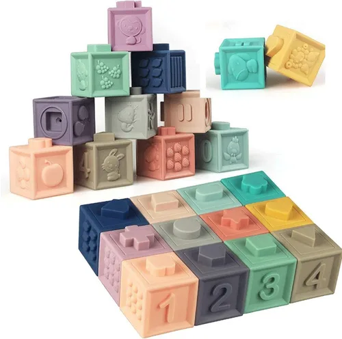Bloques apilables suaves para bebé, juguetes Montessori sensoriales para actividades para niños pequeños, regalos para niños y niñas de 6, 9, 12, 18