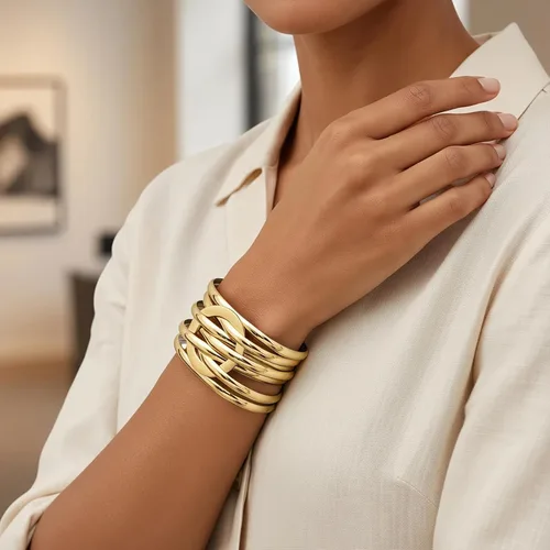 Miniatura 4 de Edoneery - Pulsera envolvente de cuero para mujer, brazalete de puño de múltiples capas hecho a mano estilo bohemio con cuentas de cristal