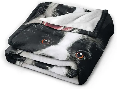 Miniatura 2 de Manta moderna de franela y felpa, manta con sonrisa de Border Collie para perros felices para un mejor sueño, manta de fácil cuidado para aire