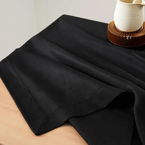 Miniatura 6 de ZeeMart - Mantel básico de lino texturizado, 52 x 52 pulgadas, color negro, estilo granja, mantel cuadrado resistente a las arrugas, lavable