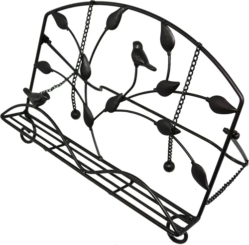 Miniatura 5 de OwlGift Soporte clásico para libros de cocina con diseño de hojas de metal y brida de hierro fundido, soporte decorativo para recetas para cocina