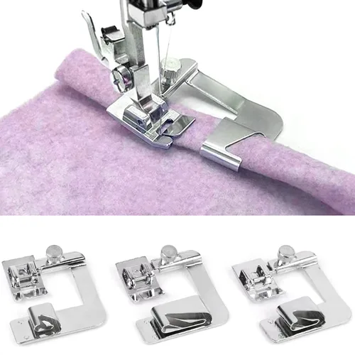TISEKER Máquina de coser de pie de presión de dobladillo enrollado ancho, 3 tamaños, juego de pies de dobladillo de 1/2 pulgada, 3/4 pulgadas, 1