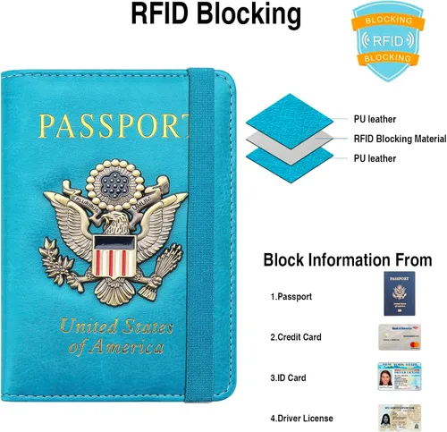 Miniatura 2 de Tarjetero para pasaporte, Azul-cielo, Bloqueo RFID