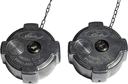 Miniatura 2 de Llaves iguales par 1/4 vuelta de bloqueo de aluminio diesel tapas de combustible para ciertos Freightliners