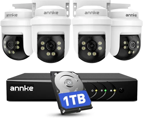 ANNKE Cámara de seguridad para exteriores con cable de 5 MP con visión nocturna, audio unidireccional, DVR Lite de 8 canales 3K y 8 cámaras domo de