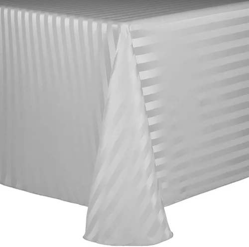 Miniatura 64 de Ultimate Textile Mantel ovalado de rayas satinadas (70.0 x 104.2 in), color gris plateado