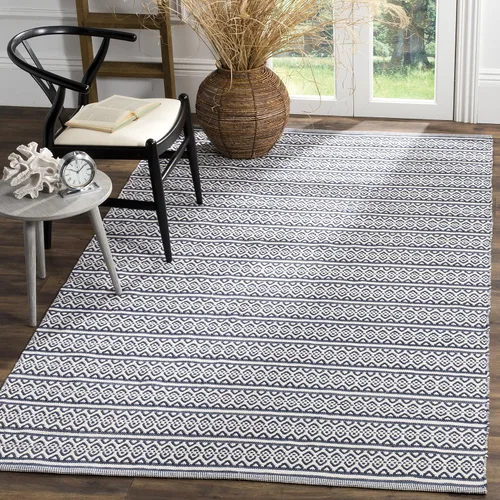 Miniatura 10 de SAFAVIEH Colección Montauk - Alfombra decorativa de 3 x 5 pies, color marfil y negro, hecha a mano de algodón estilo bohemio rural, ideal para zonas