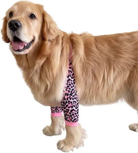 Miniatura 21 de Manga de recuperación para perros con banda elástica para piernas o articulaciones lesionadas, tirantes ajustables para patas delanteras de rosado
