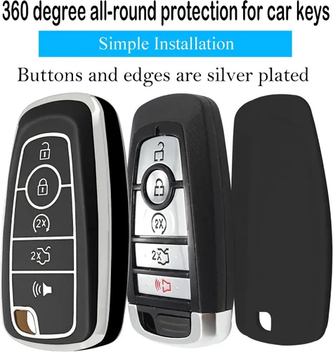Miniatura 3 de Kirsnda Funda para llavero compatible con Ford, funda de TPU suave para llave Expedition para Mustang Fusion Raptor F250 F350 F450 F550 Edge Negro
