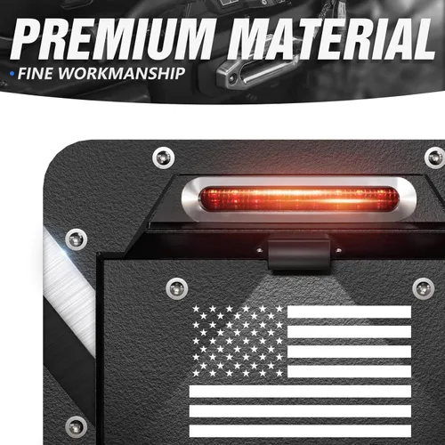 Miniatura 5 de YZONA - Marco de placa de repuesto para llantas de repuesto con luz iluminada y tercera luz de freno compatible con Jeep Wrangler JK JKU Unlimited