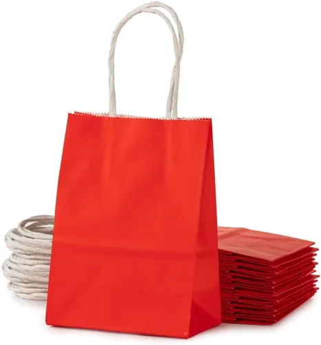 Miniatura 6 de Pequeña bolsa de papel lavanda con asa para recuerdos de fiesta, 6 x 4.5 x 2.5 pulgadas, para boda, cumpleaños, bolsa reciclada, paquete de 24