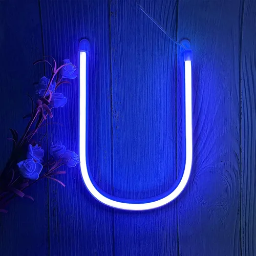 Miniatura 21 de ENUOLI Letreros de neón LED en azul con letras de neón para decoración de pared, luz nocturna, funciona con pilas o USB, letras de neón LED