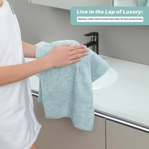 Miniatura 5 de Aibaser Toallas de mano - 16x30 pulgadas - Toallas de mano ligeras y altamente absorbentes para baño, viaje, gimnasio, ducha y spa (Azul)