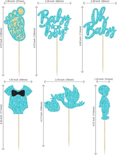Miniatura 2 de Ephlyn 24 adornos azules para tartas con diseño de cisne, suministros de fiesta temática de baby shower, decoraciones para niños y niños, fiesta