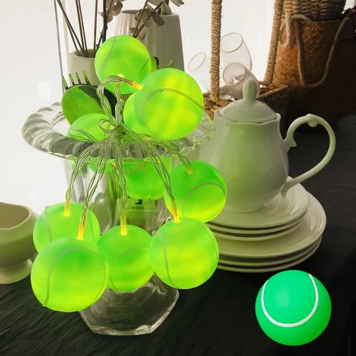 Miniatura 3 de 5.4 ft de largo, 10 pelotas deportivas para interiores, funciona con pilas, luces LED con forma de tenis, luz nocturna para Halloween, Navidad
