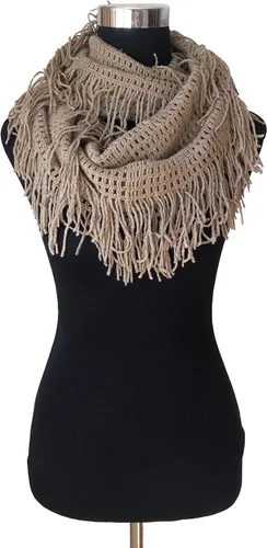Miniatura 2 de Unisex para mujer, con flecos, cuello de borlas, cable de punto, lazo infinito, bufanda de capucha, color liso
