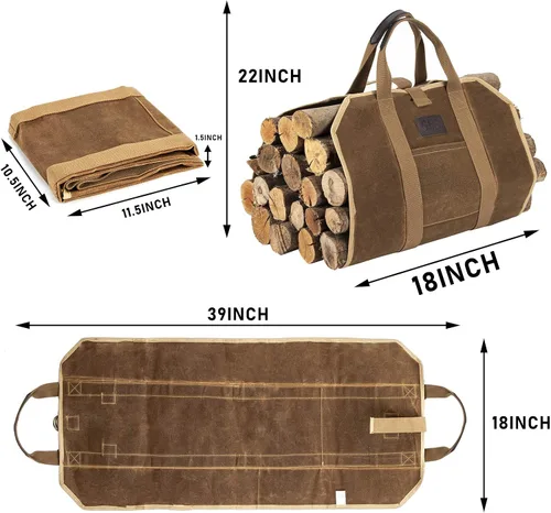 Miniatura 2 de BHD - Bolsa resistente de lona encerada de 20 onzas con asas, para campamento, interior y exterior, color marrón