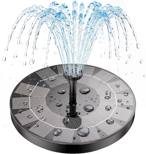 AISITIN Bomba solar de fuente de baño de pájaros de 2.5 W, bomba de fuente solar para baño de pájaros con 6 boquillas, bomba de fuente de agua solar