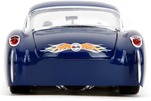 Miniatura 4 de Jada Big Time Muscle 1:24 1957 Chevrolet Corvette - Auto fundido a presión, juguetes para niños y adultos (azul oscuro/llamas)